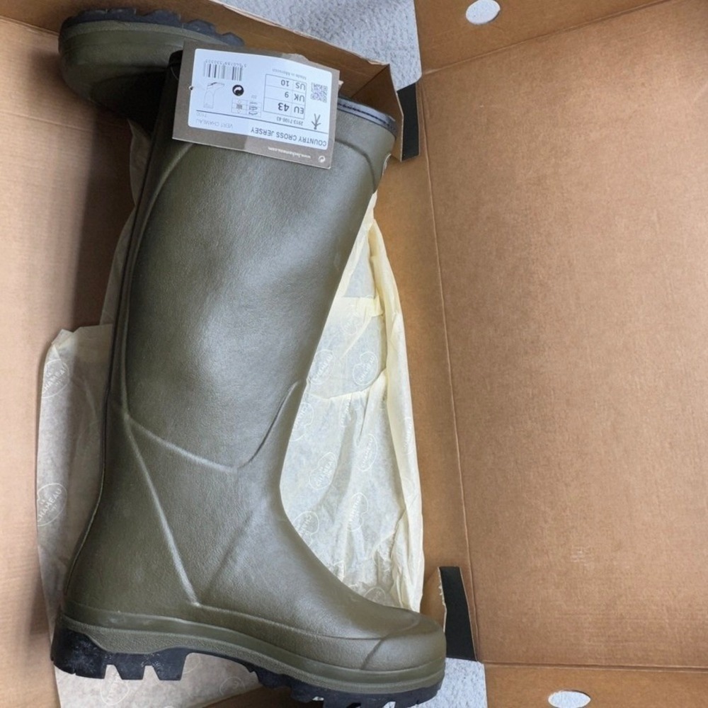 Le Chameau Boots Country Cross Jersey Mens 10 Green Waterproof Wellington Rubber